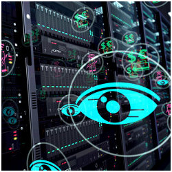 eyes in datacenter, illustration