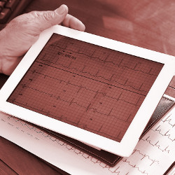 computer tablet displays medical graphs