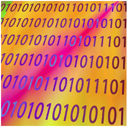 binary code on colorful background