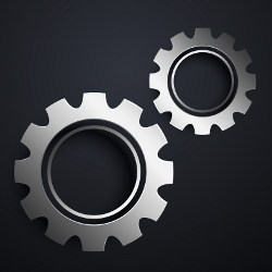 two metallic gears, illustration