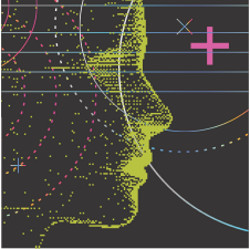 digital human face in profile, illustration