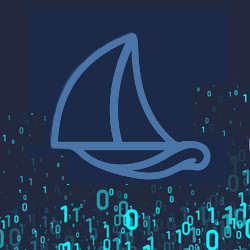 boat on binary sea, illustration