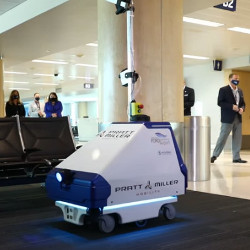 Pratt Miller's LAAD disinfecting robot at Gerald R Ford International Airport