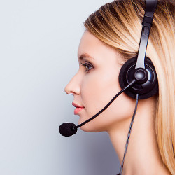 woman wearing headset with microphone