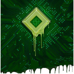 chip and circuit board melting, illustration