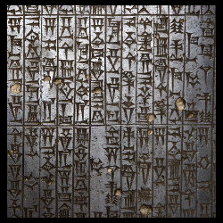 Arabic glyphs on metal