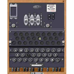 A software-based simulation of the Enigma cipher engine used during World War II, from https://bit.ly/3vN6RQq.    b