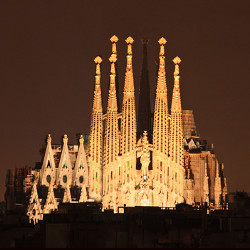 Sagrada Familia of Barcelona at night