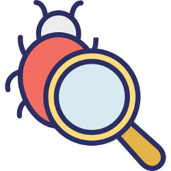 bug and magnifying glass, illustration