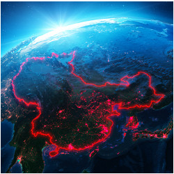 outline of China from space, illustration