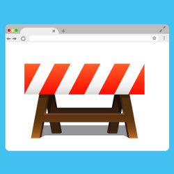 roadblock in browser window, illustration