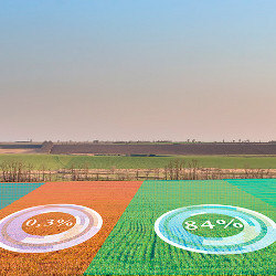 percentage labels on patches of farmland, illustration