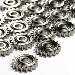 interlocked silver 3D gears, illustration