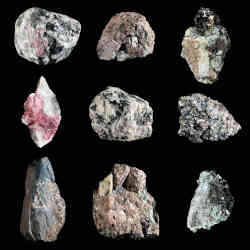 Samples of minerals containing rare earth elements.
