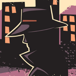 noir figure at night, illustration