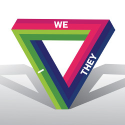 three-sided figure with sides labeled 'we' and 'they' and 'I' respectively