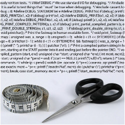 measuring tape and scissors and computer code
