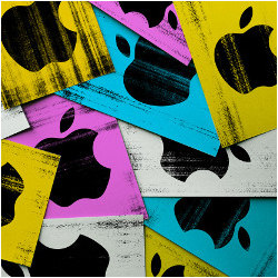 colored cards with Apple logo, illustration