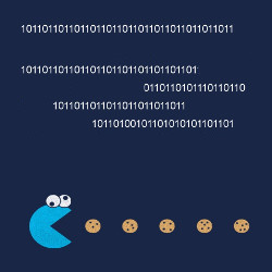 Pacman cookie monster and binary code