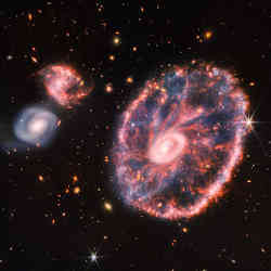 The Cartwheel and its companion galaxies.