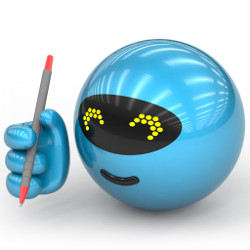 toy bot holding a pen, illustration
