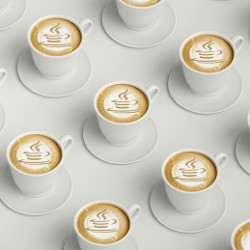 coffee cups with Java logo foam pictures