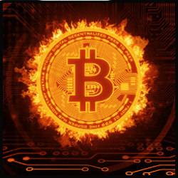 bitcoin aflame, illustration