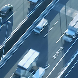 birdseye view of traffic on a roadway, illustration