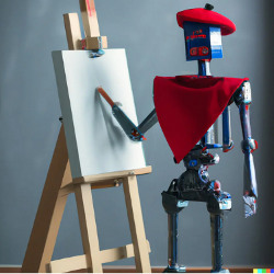 robot artist at easel