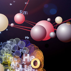 3D chemical compounds floating in space, illustration