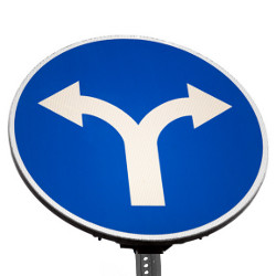 branched arrow directional road sign