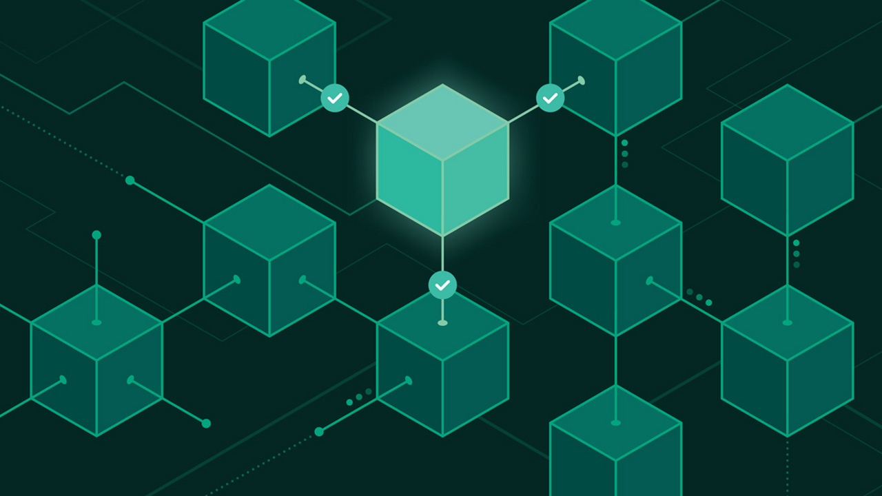 ine-connected green blocks, illustration