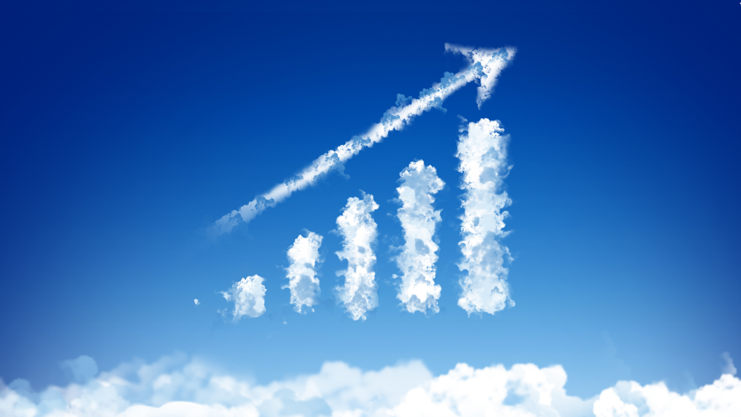 increasing graph made of clouds, illustration
