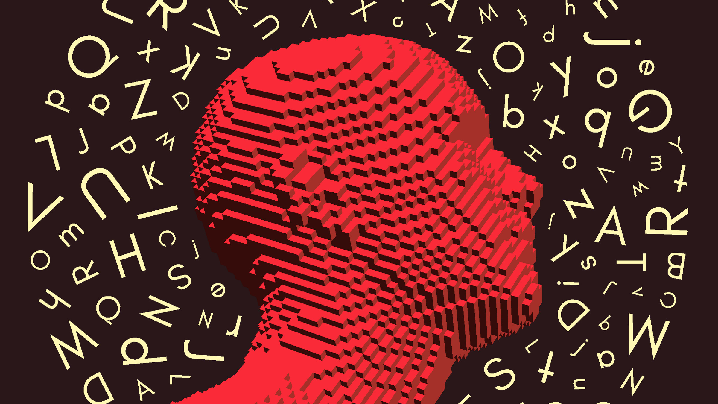 Credit: Shutterstock Letters surround a man's head, illustration