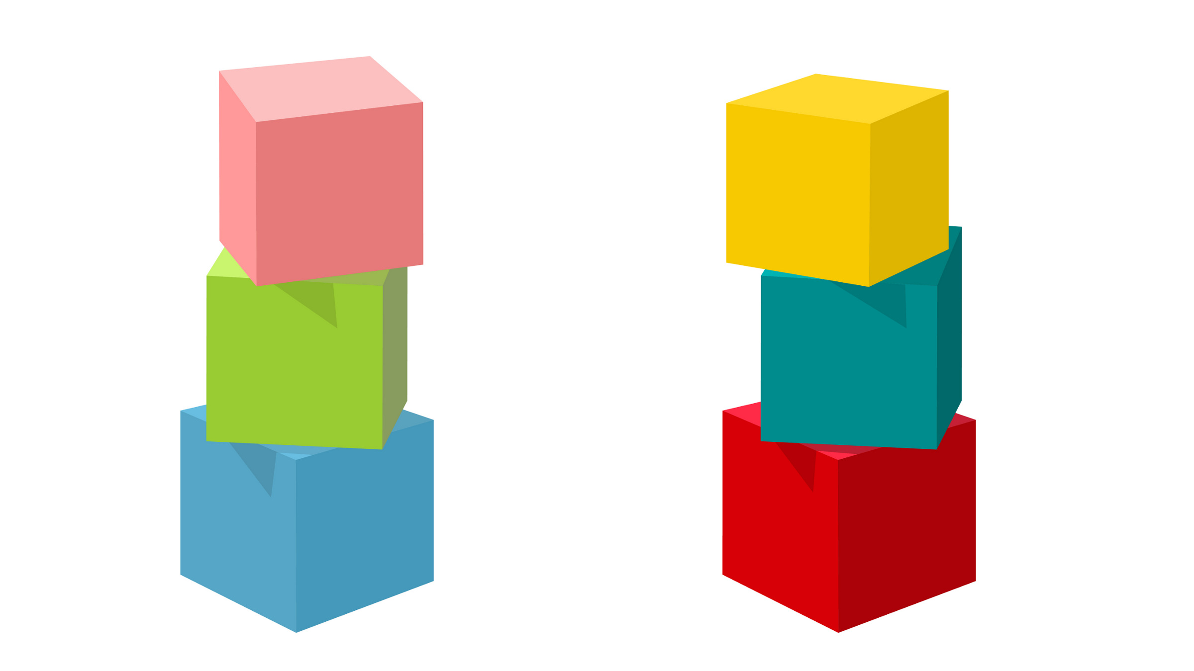 two stacks of colored blocks