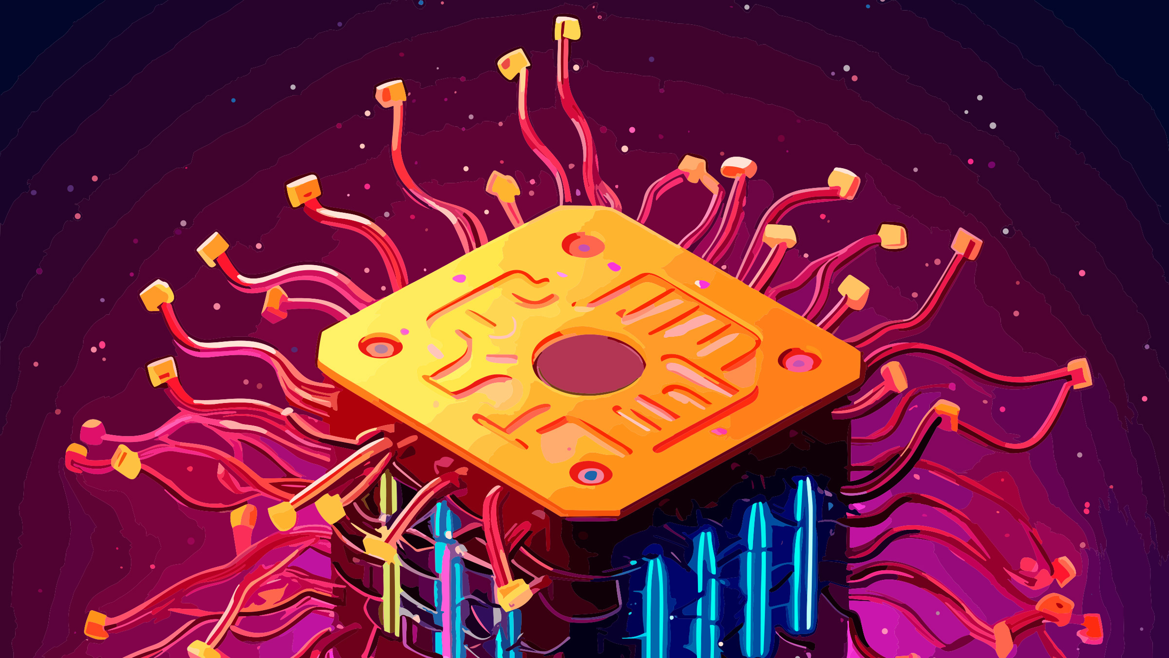 chip facsimile on a 3D block, illustration