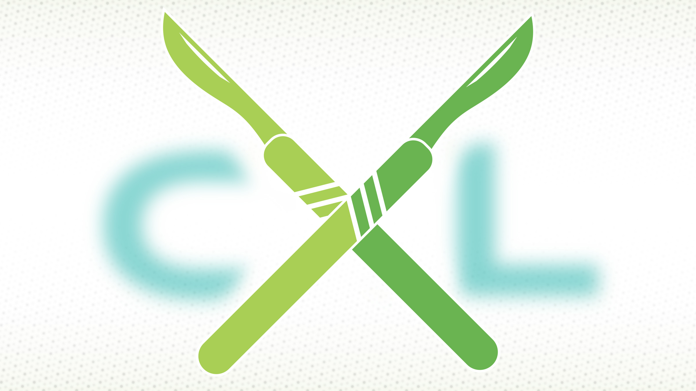 the initials CXL, with X formed by crossed penknives, illustration