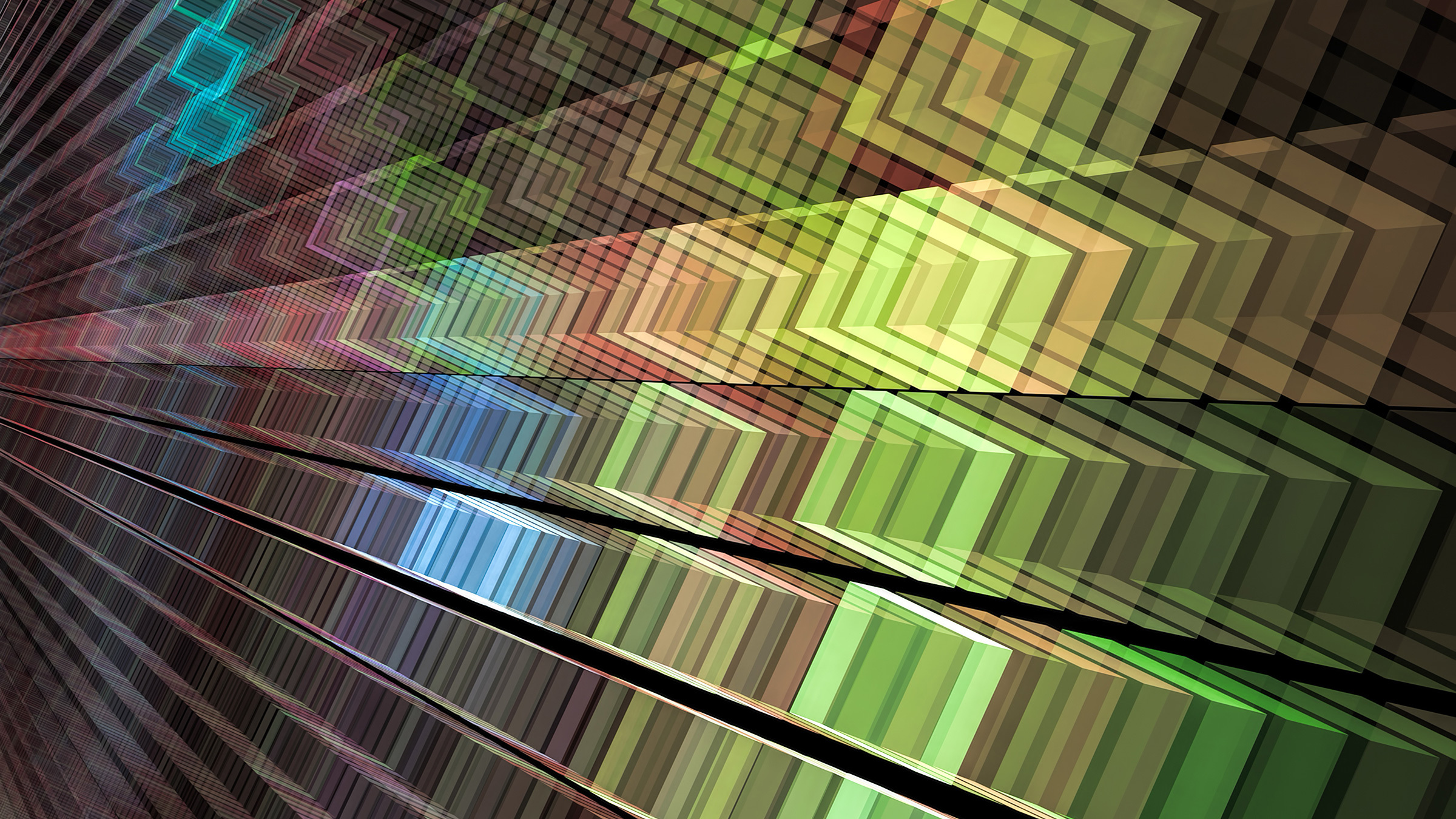 beams of transparent colored squares, illustration