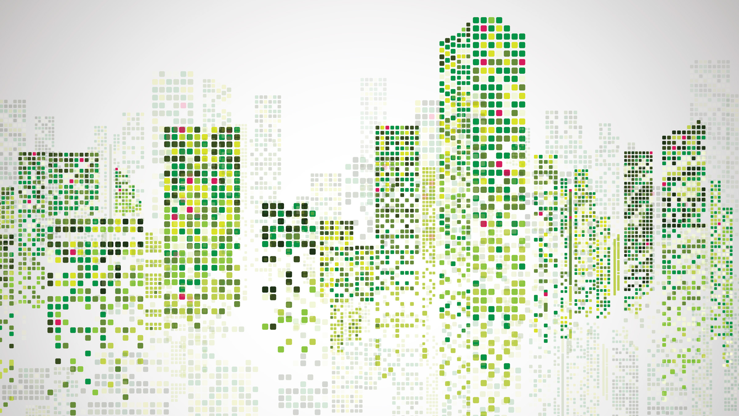 pointillist city skyline, illustration
