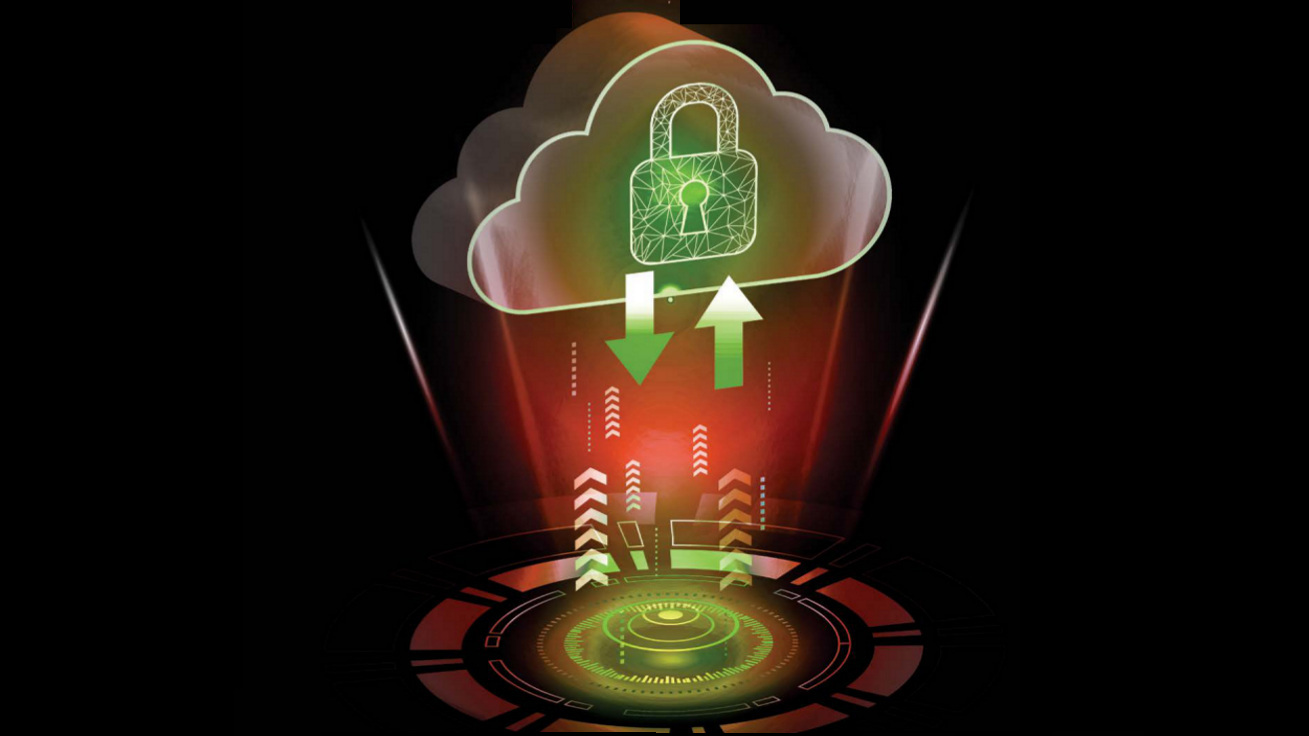 lock in a cloud above a circular pattern, illustration