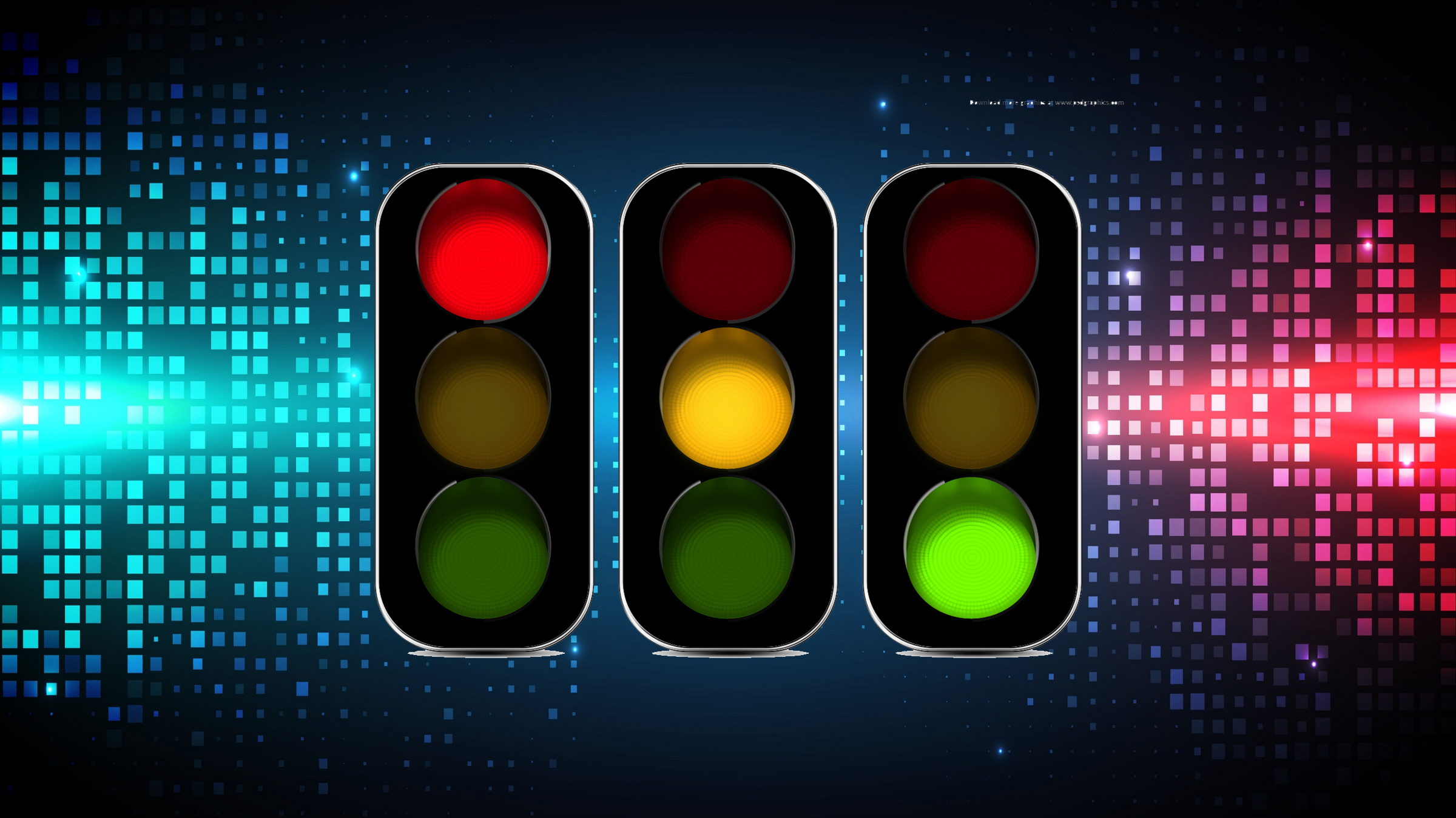 traffic signals on a tech background, illustration