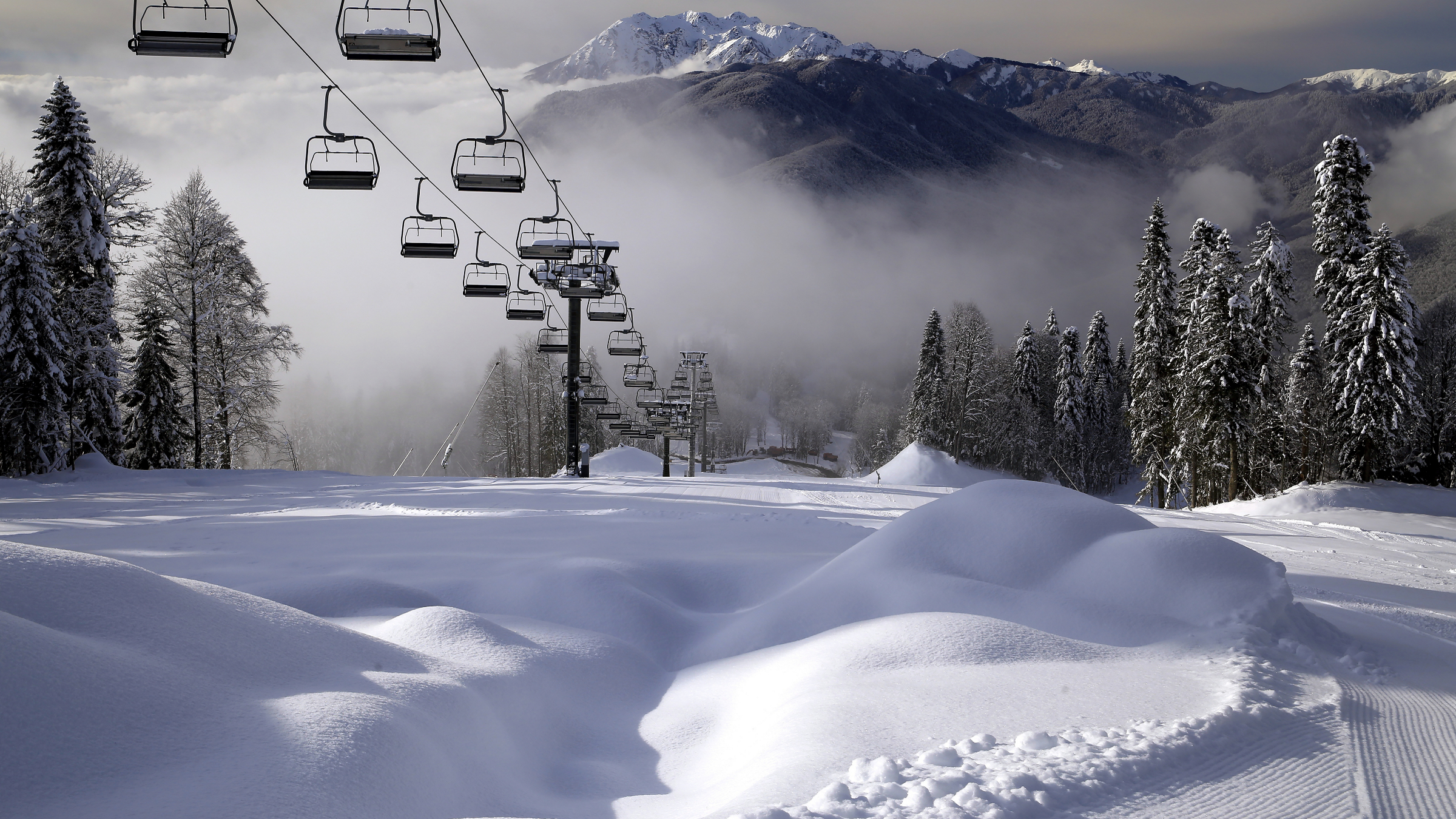 chair-lift on a snow-covered mountain