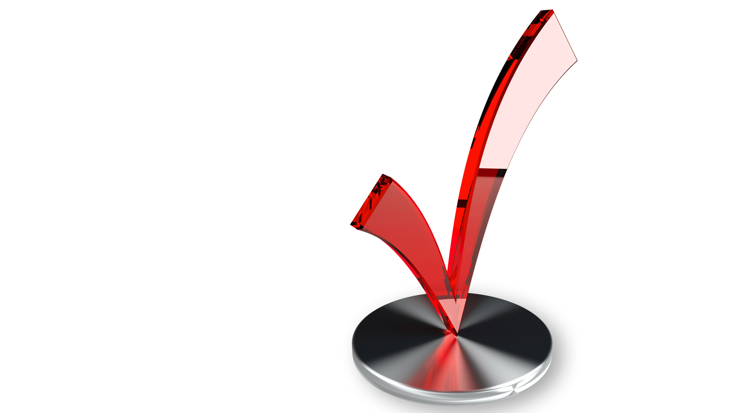 red check mark on circular metal stand, illustration