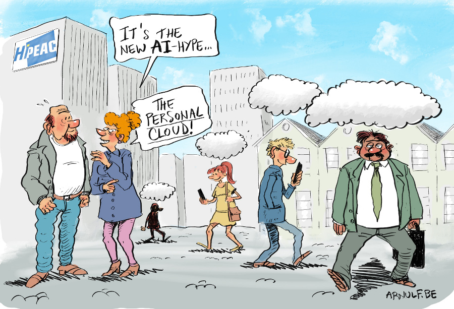 Credit: Arnout Fierens 

AI hype personal cloud, cartoon