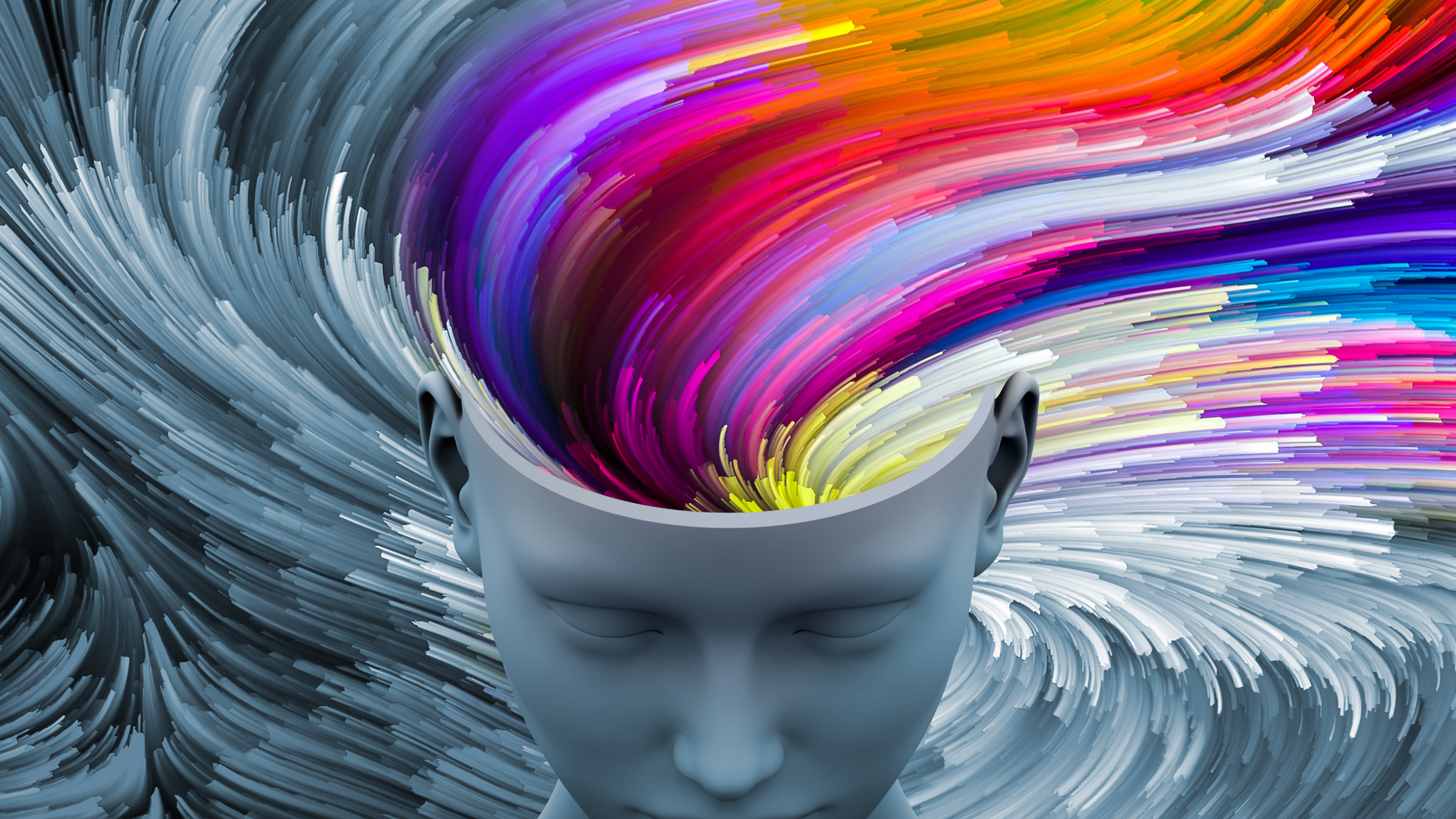 Credit: Getty Images human head with color motion trails, illustration