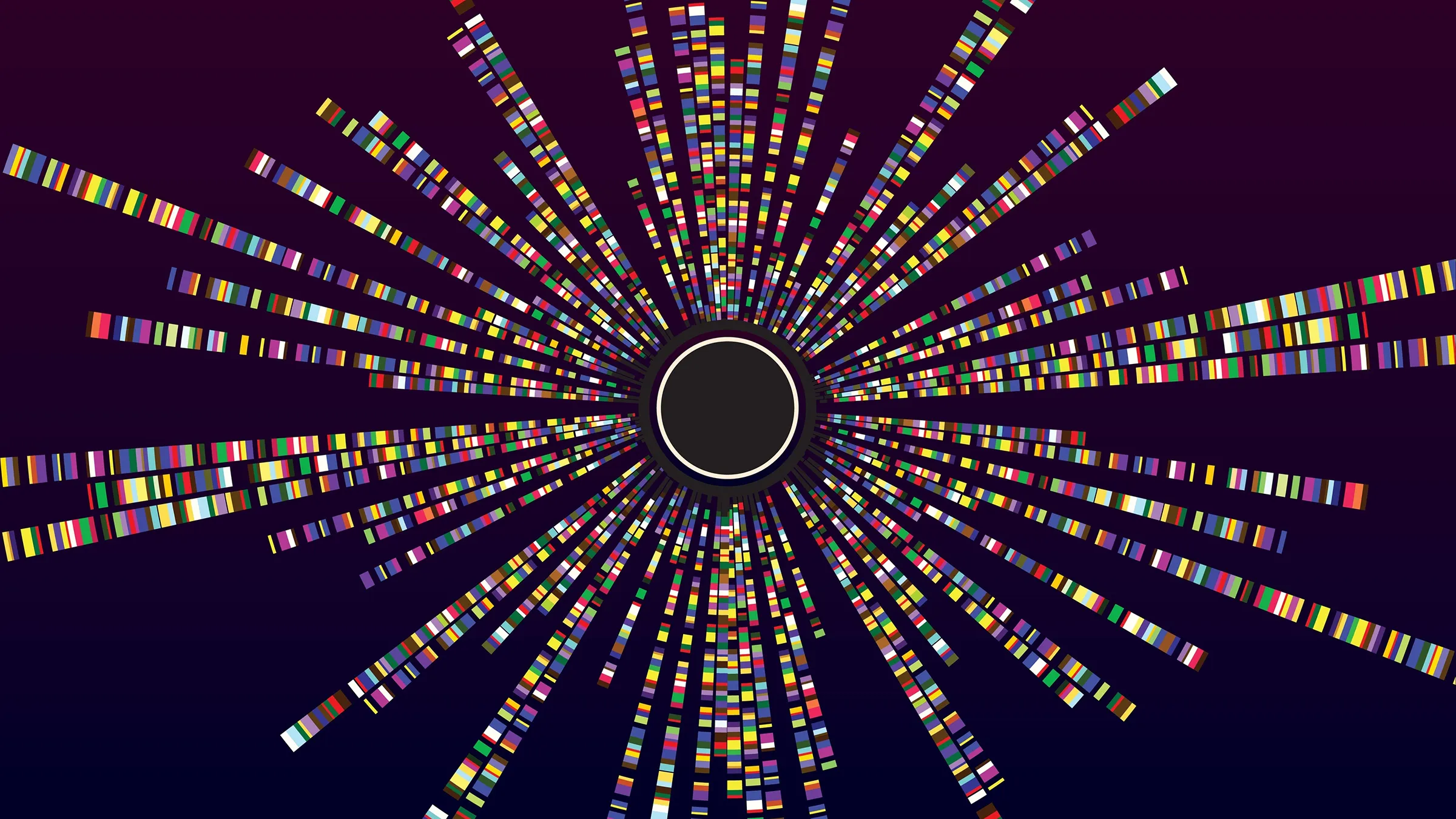 circle emitting bands of light, illustration