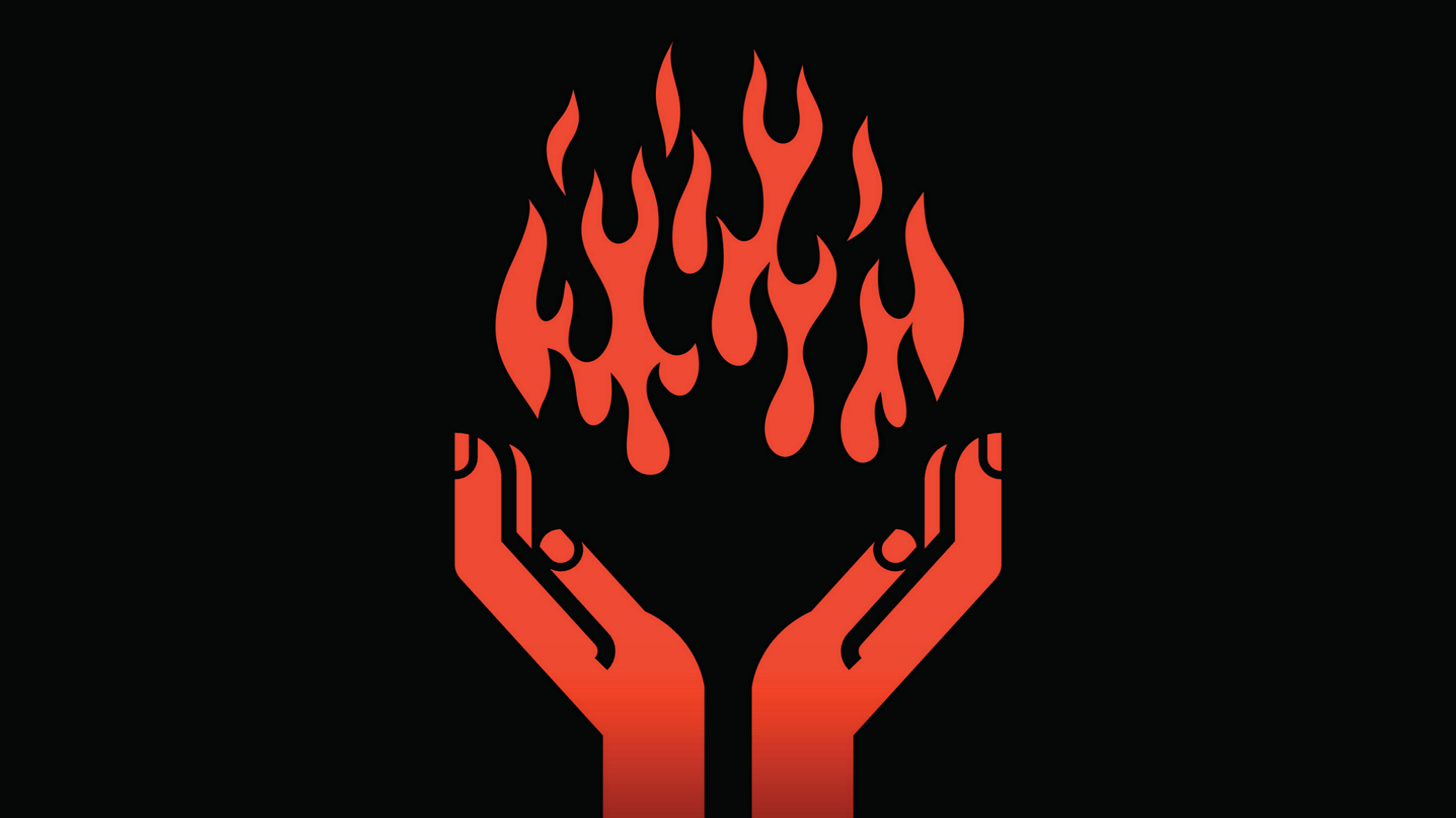 hands holding flames, illustration