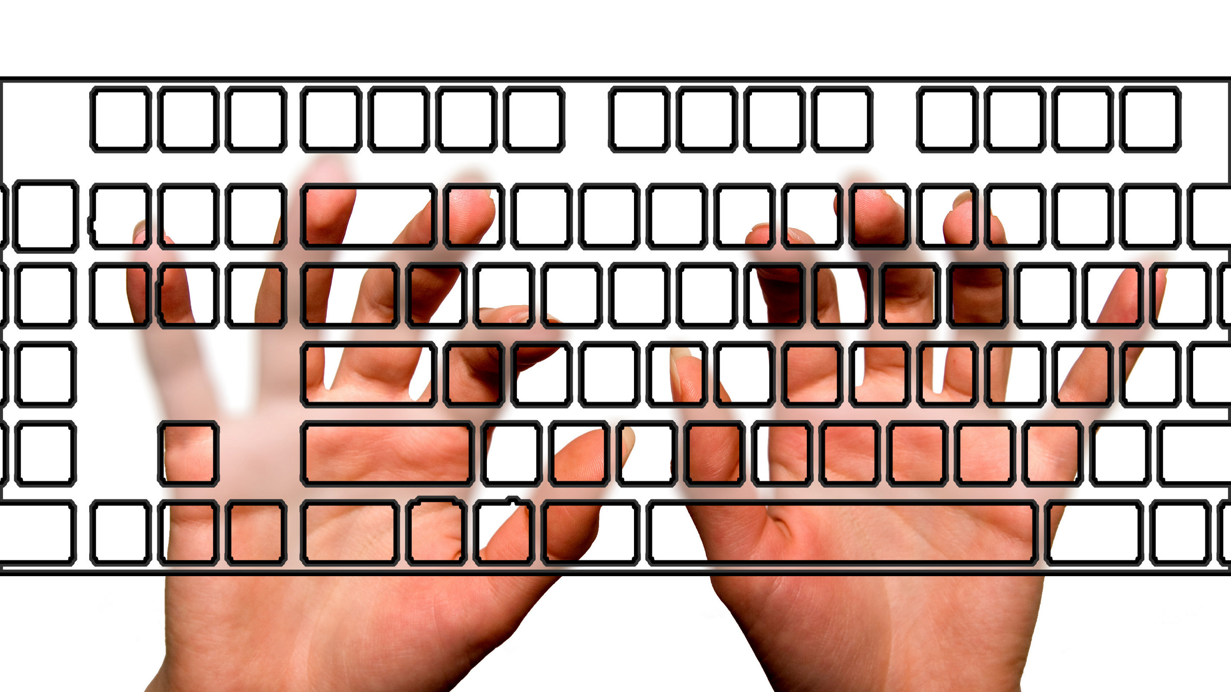 hands behind a virtual keyboard