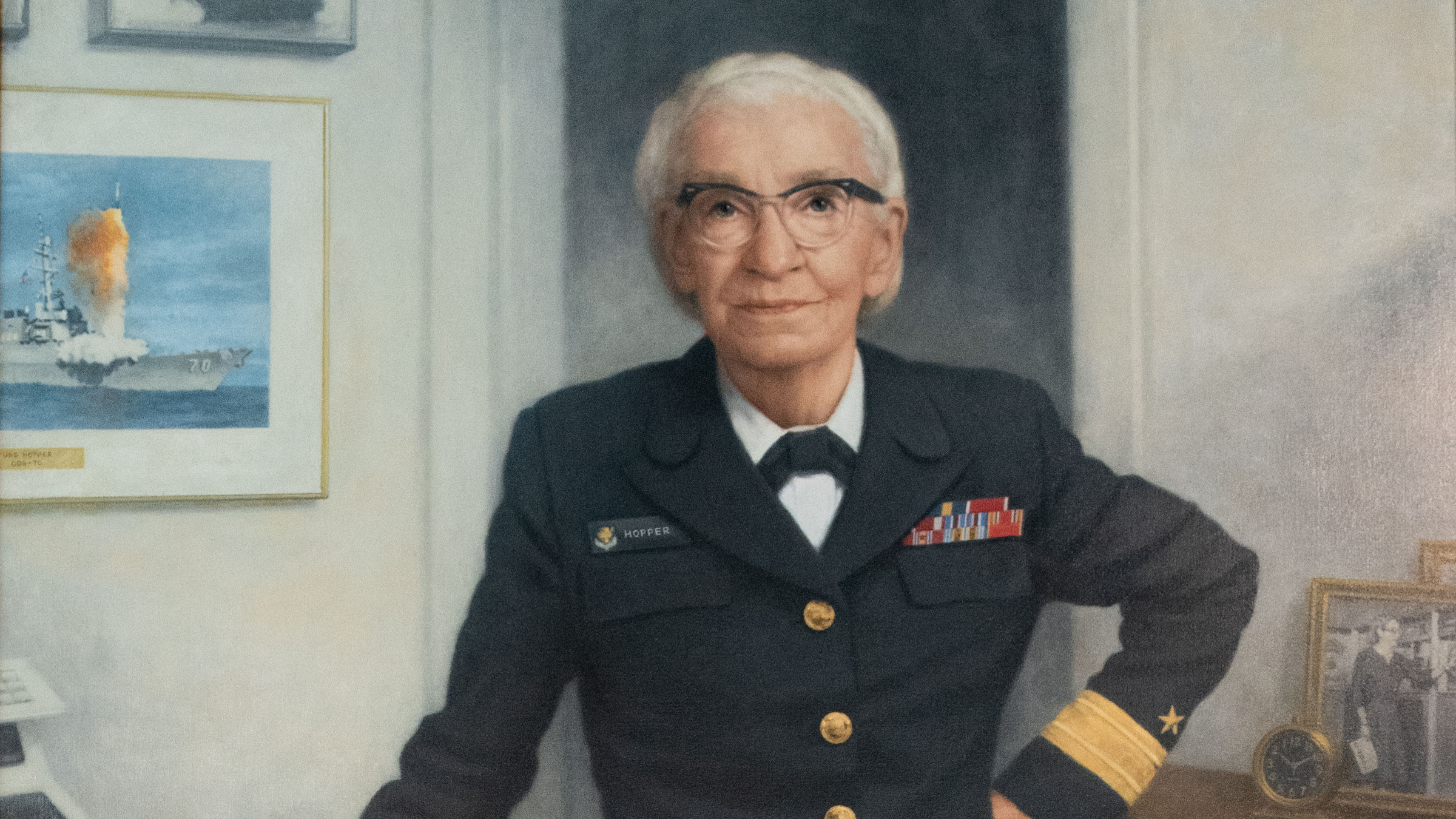 detail of portrait of Rear Adm. Grace Hopper