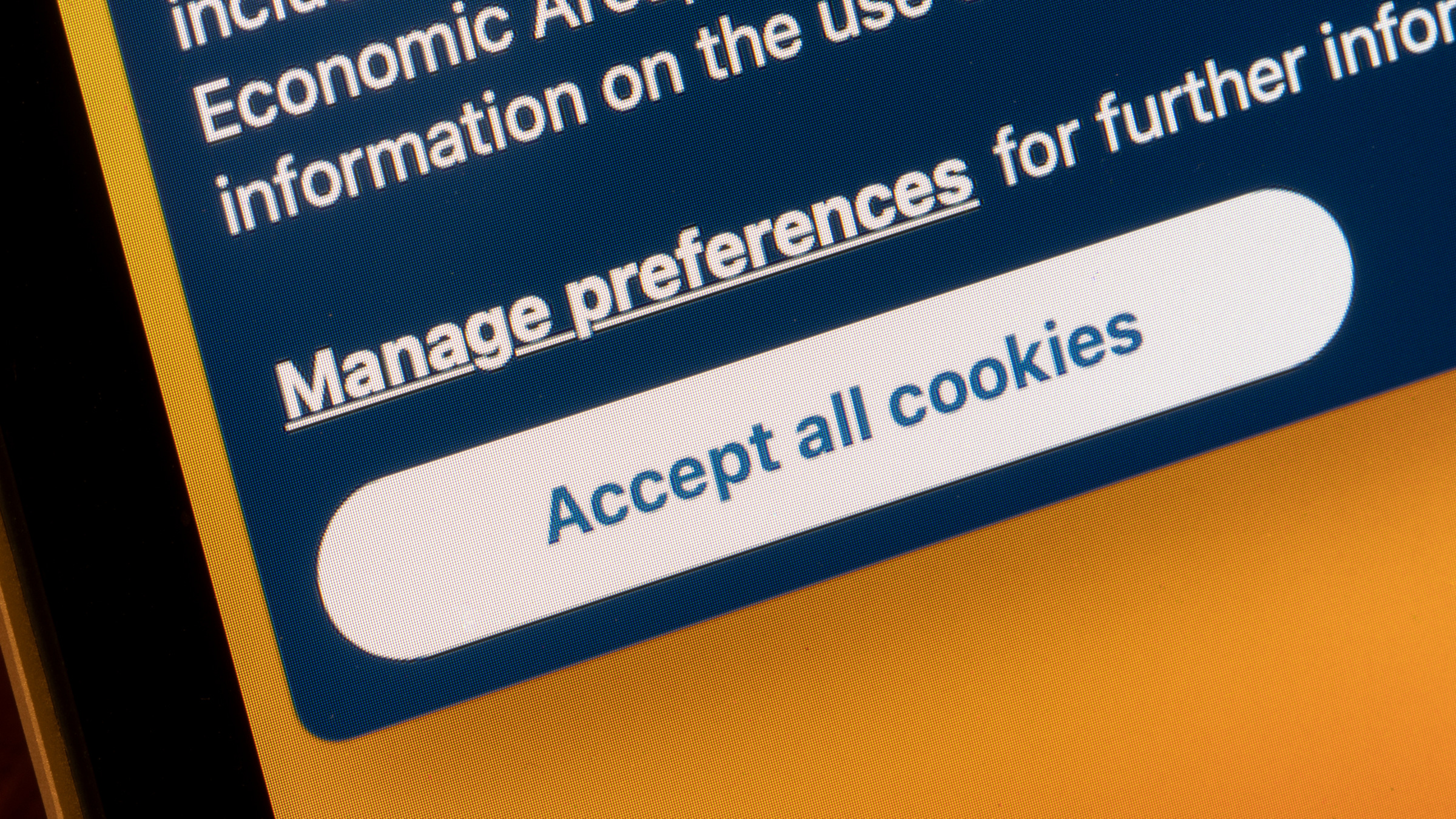 cookie consent notice on a website